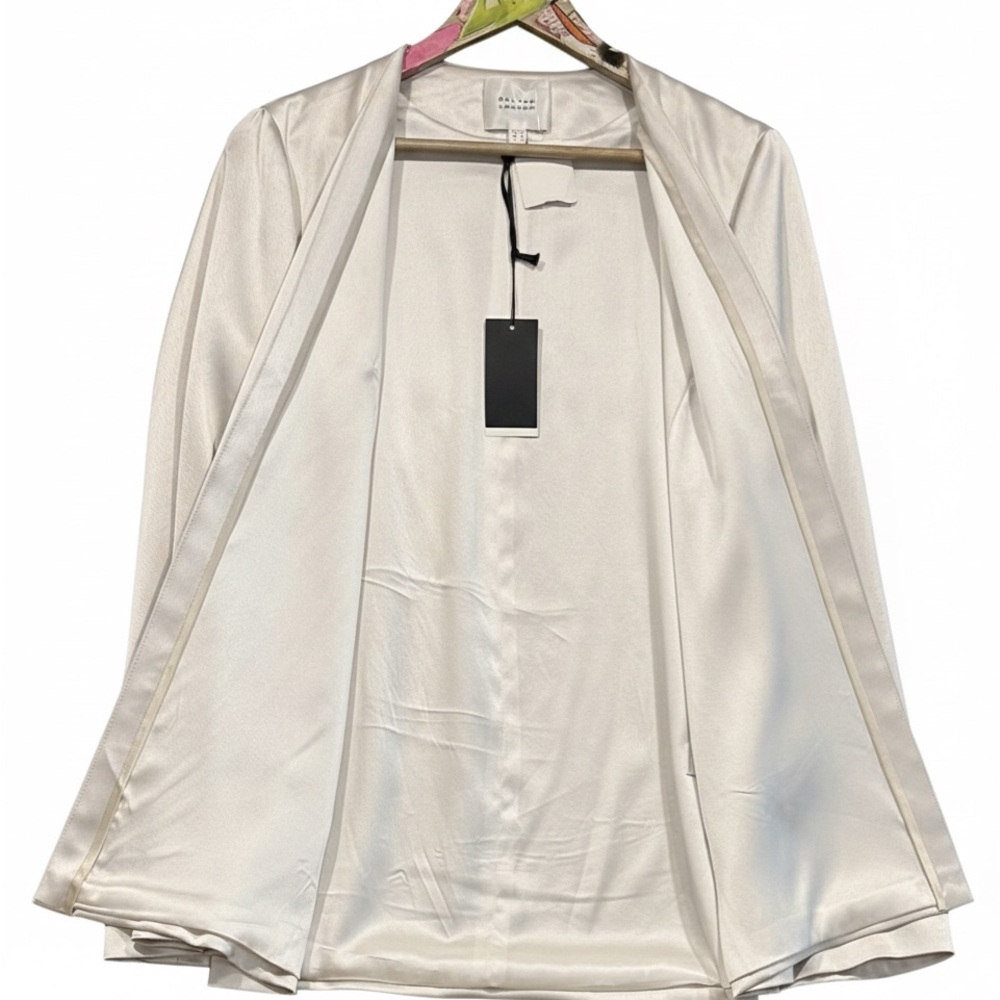 NWT Galvan London Platinum Silk Bell Sleeve Jacket Bridal Quiet Luxury‎ Luxe 8 - Picture 7 of 13